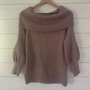 Express Off Shoulder Mauve Balloon Sleeve Top